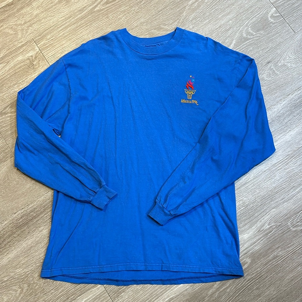 Rare 1996 Atlanta 100th Anniversary Olympics blue long sleeve t shirt
